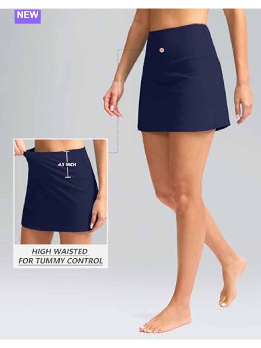 High Waisted Swim Skirt with Pocket Tummy Control Tankini Bottoms - Picture 3 of 6